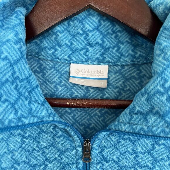 COLUMBIA Women Arctic Air 1/2  Zip Polar Ultralight Fleece Jacket, Geo Blue- S - Picture 3 of 6